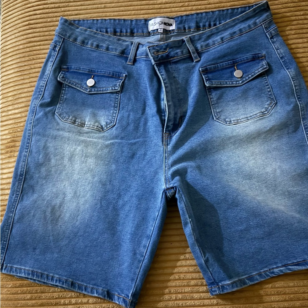 Fashion Nova Denim Blue Bermuda Shorts